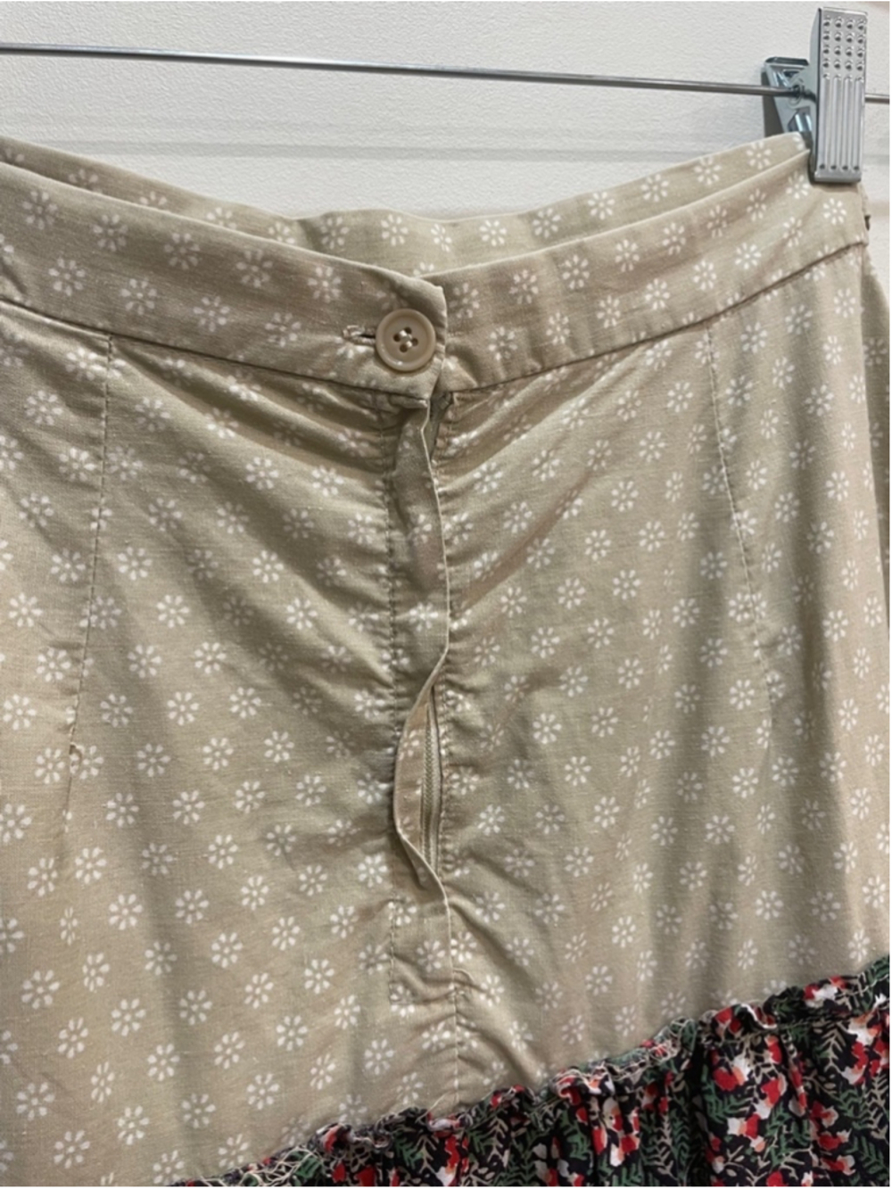 Vintage Sears Tiered Patchwork Midi Skirt Cottagecore Prairie Retro Floral Trad - Picture 2 of 9